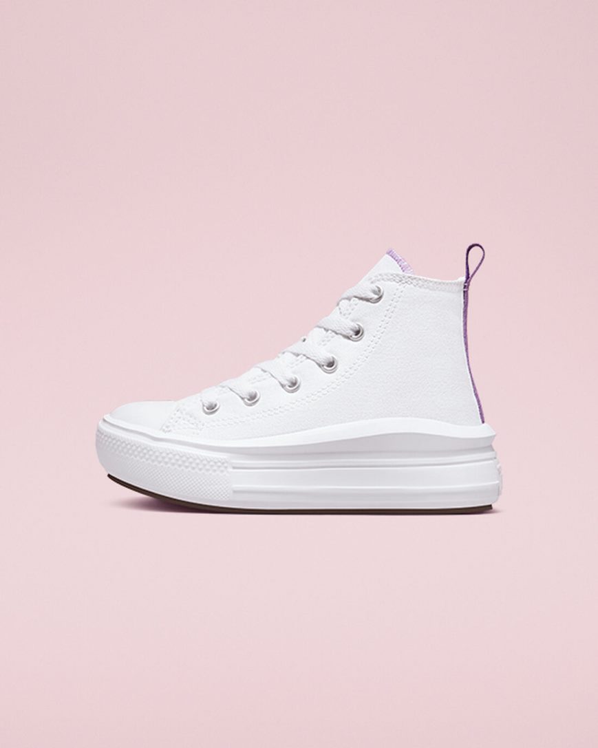 Zapatos Plataforma Converse Chuck Taylor All Star Move Altas Niña Blancas Moradas Blancas | PE 782WL4